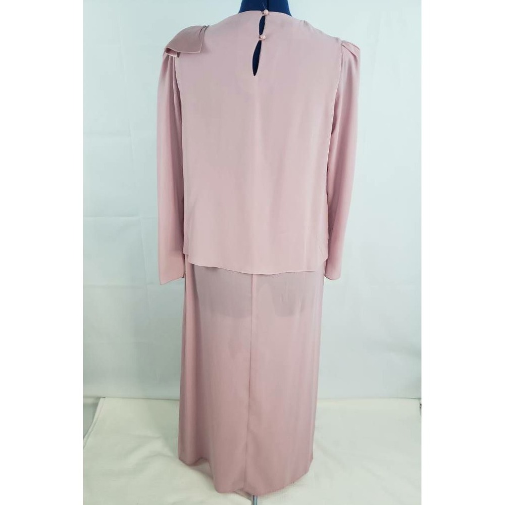 Mister Jay Womens Chiffon Maxi Shift Dress Scoop Button Layered Vtg size 14 U15 - Picture 2 of 12
